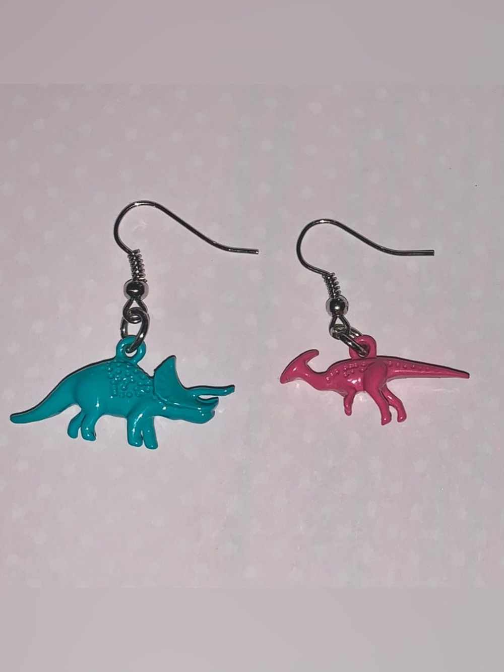 Handmade Mismatched Dinosaur Earrings.